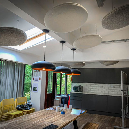 Radeau acoustique en forme de cercle suspendu de The Woolly Shepherd