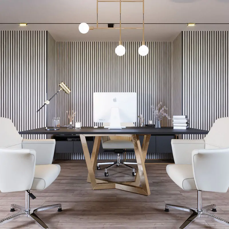 Muffle Acoustics Limited - MuffleTimber Panneau Acoustique en Bois - Chęne Sibérien (Feutre Noir) - Muffle Acoustics Limited