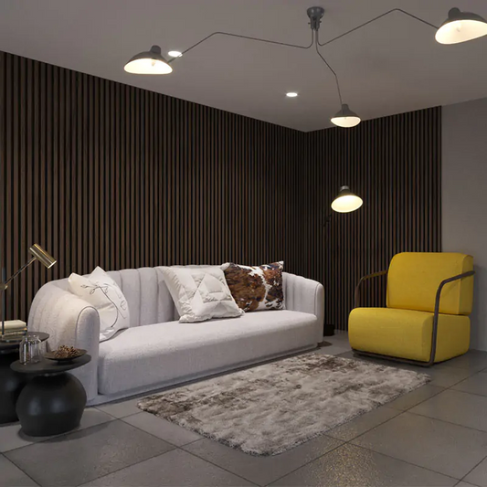 Muffle Acoustics Limited - MuffleTimber | Acoustic Slat Wood Wall Panel - Smoked Oak (Black Felt) - Muffle Acoustics Limited