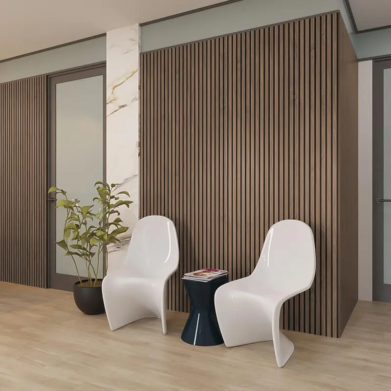 Muffle Acoustics Limited - MuffleTimber | Acoustic Slat Wood Wall Panel - Walnut (Black Felt) - Muffle Acoustics Limited